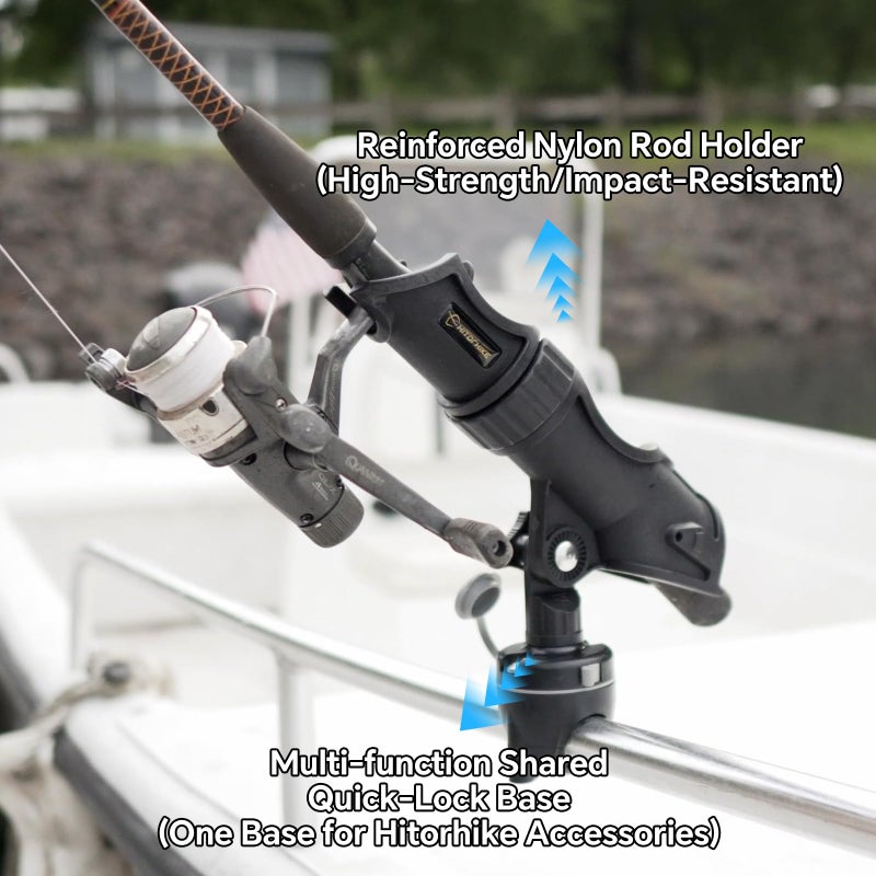 Hitorhike Fishing Rod Holder Universal Fit Kit with Mount Allows for 360-degree Adjustment Kayak Fishing Boat Rod Holder (Fishing Rold Holder x2+Rail Mount x2) - Image 5